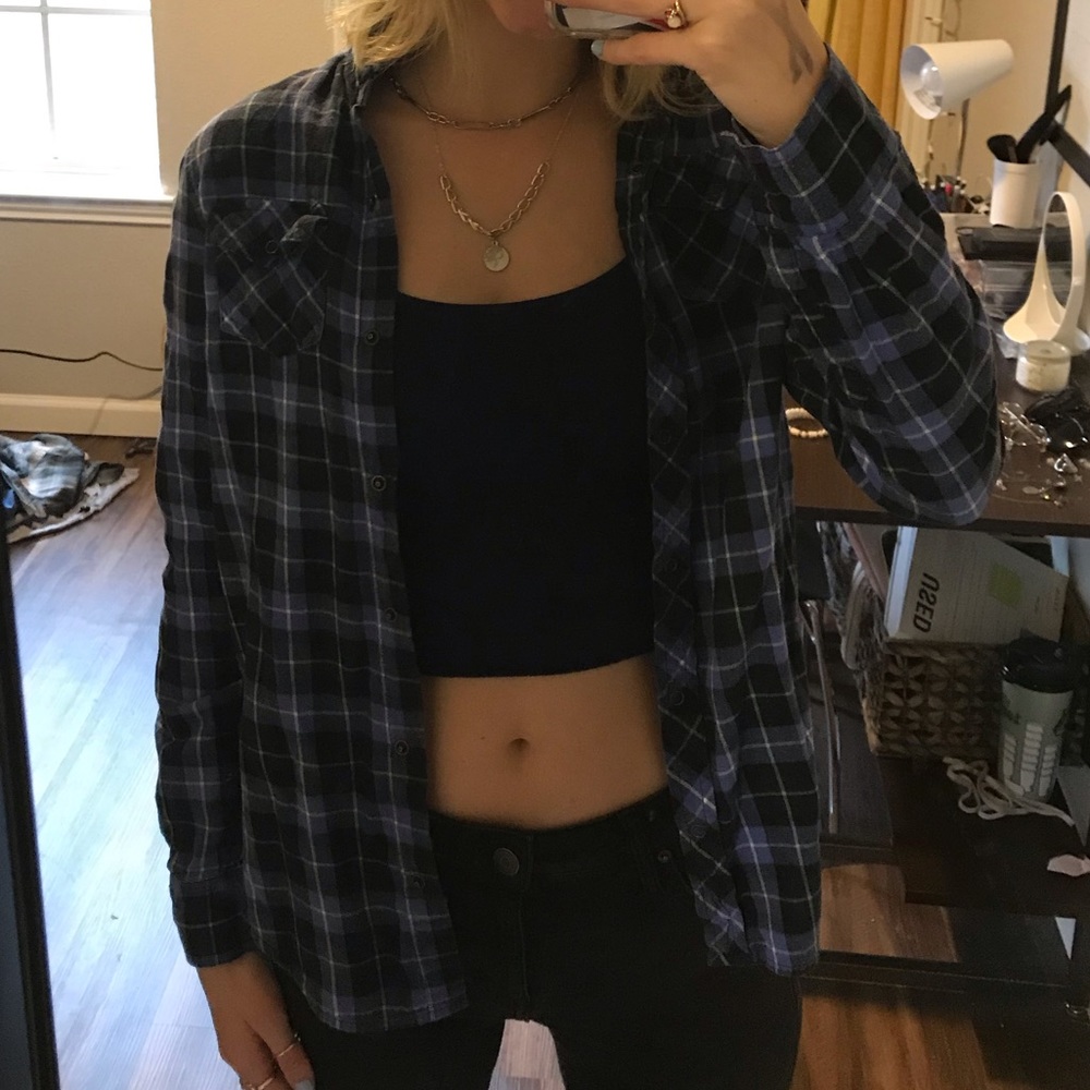 Blue flannel.